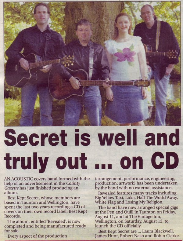 Somerset County Gazette article on Best Kept Secret's debut album launch in 2006