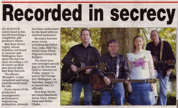 Taunton & Wellington Star article on Best Kept Secret's debut album launch in 2006