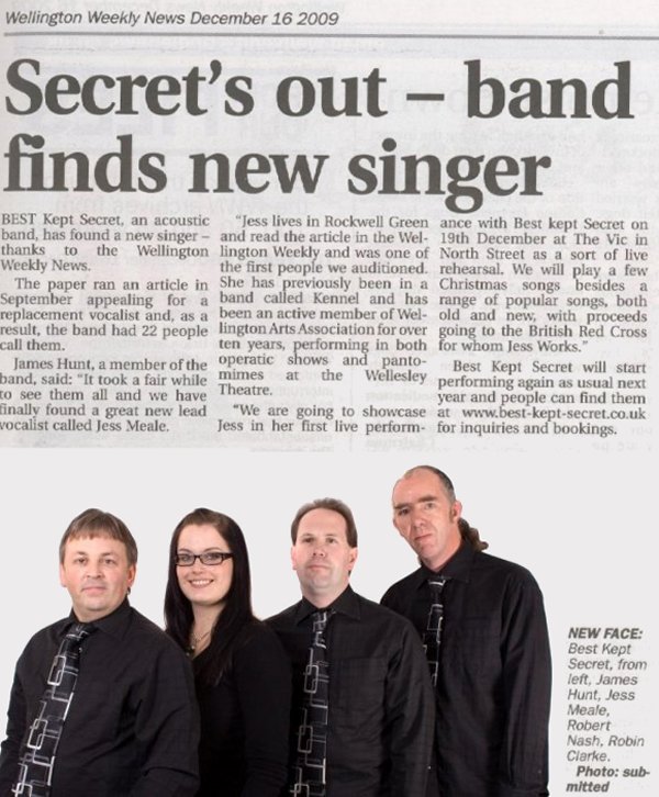 Wellington Weekly News article on Best Kept Secret's line-up change in 2009